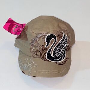 KBETHOS Tan Cap with Embroidered Swan